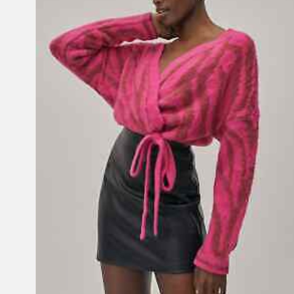 Nasty Gal Zebra Print Brushed Knitted Wrap Cardigan